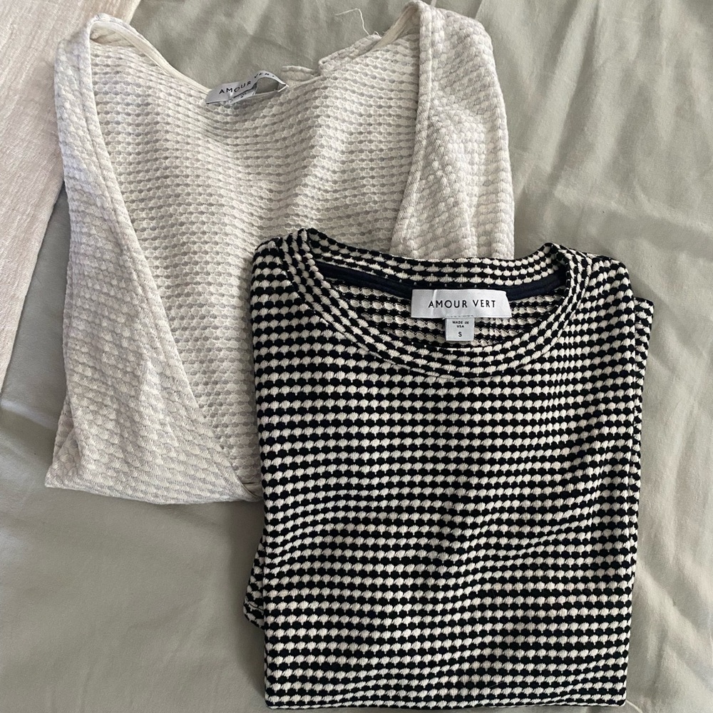 NWOT Amour Vert Scalloped tee and Wrap Tie Shirt Bundle!